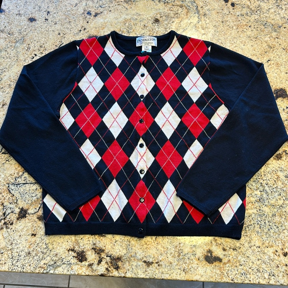 Pendleton Merino Wool Argyle Cardigan Sweater - image 1